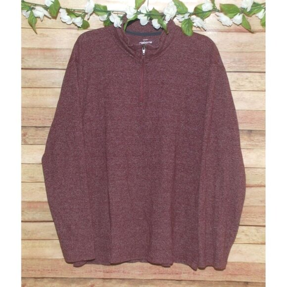 Claiborne Men's Maroon Pullover Sweater Size XXL Long Sleeve 1/4 Zip - Picture 3 of 7